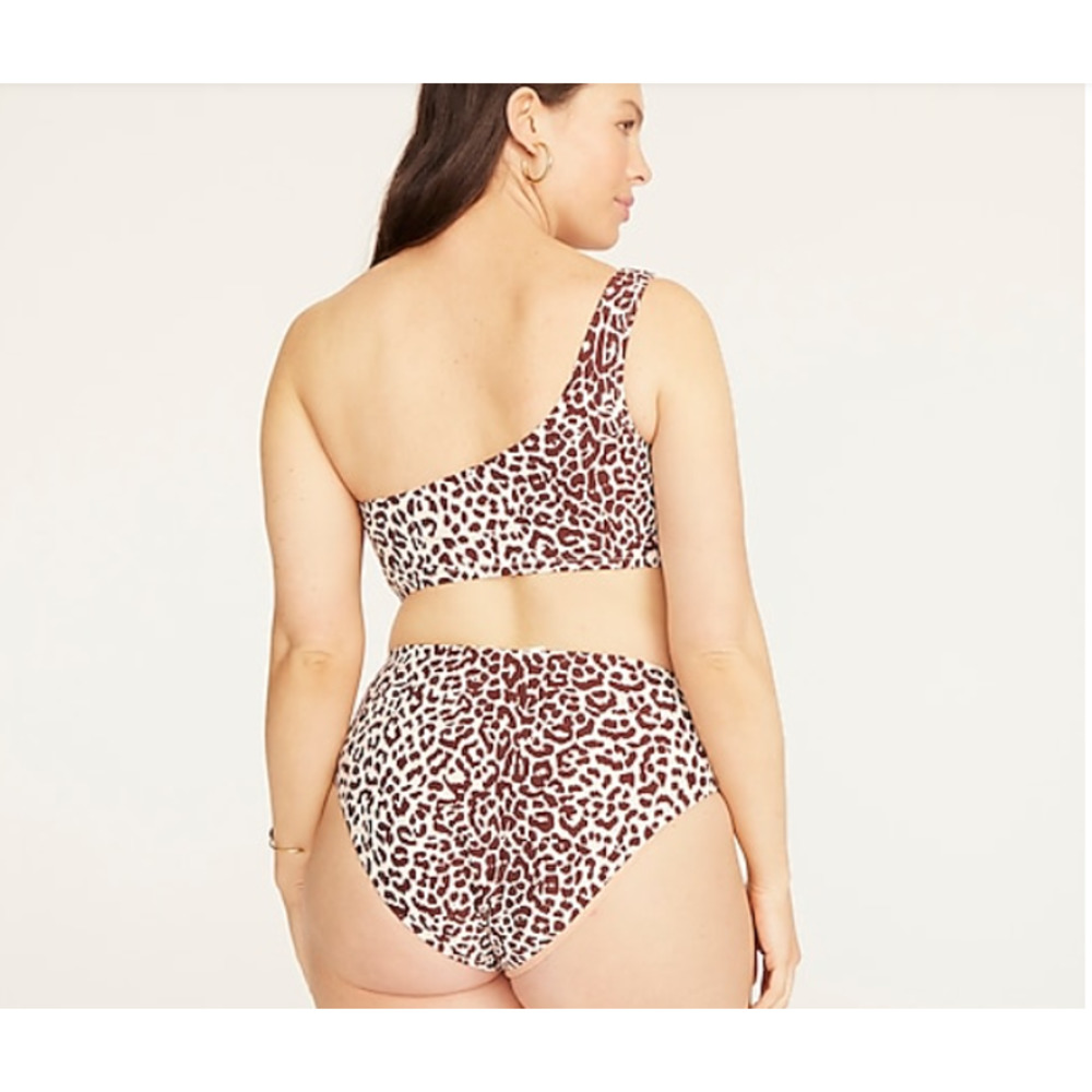 J. Crew NWT One-shoulder bikini top in leopard print size small - Picture 3 of 5